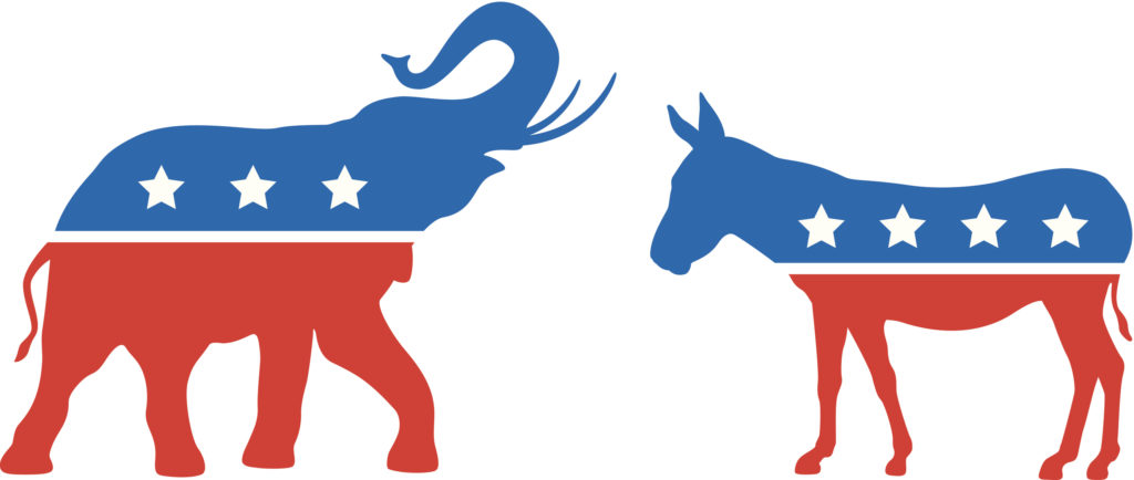 Elephant républicain et âne démocrate